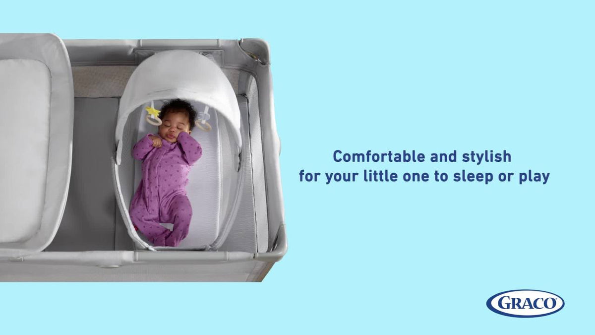 Graco Pack 'n Play CareSuite Bassinet Lux Infant Toddler Playard, Sky Grey